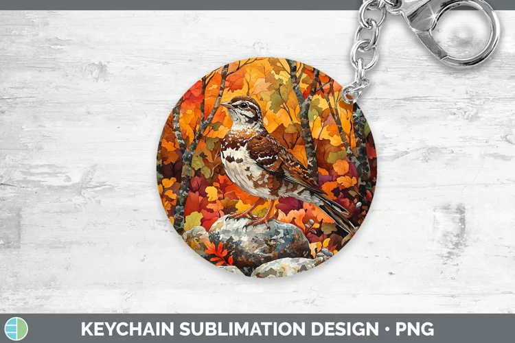 Autumn Woodland Animals Grouse Keychain Sublimation Keyring