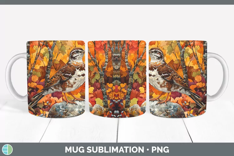 Autumn Woodland Animals Grouse Mug Wrap Sublimation Coffee C