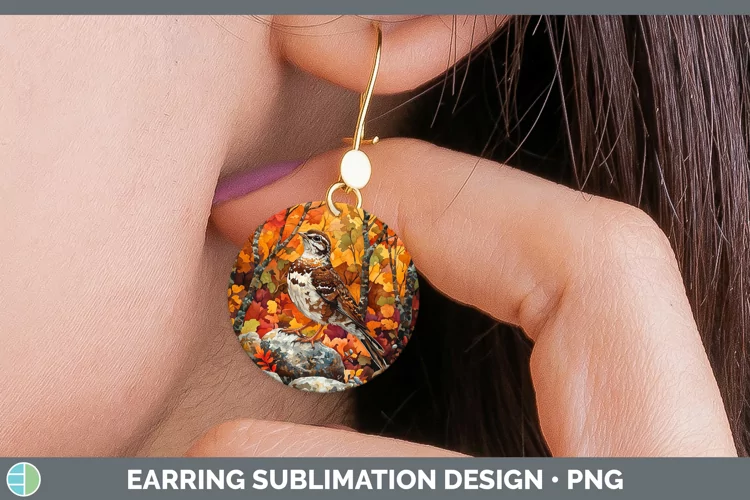 Autumn Woodland Animals Grouse Round Earrings Sublimation Ea