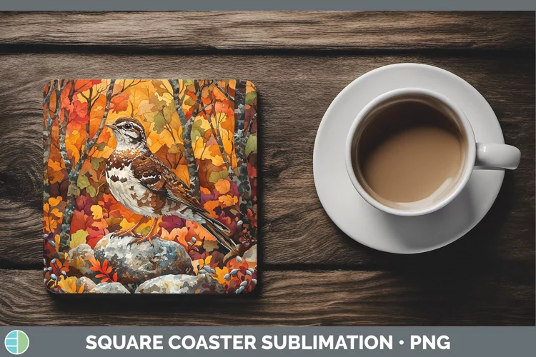 Autumn Woodland Animals Grouse Square Coaster Sublimation Co