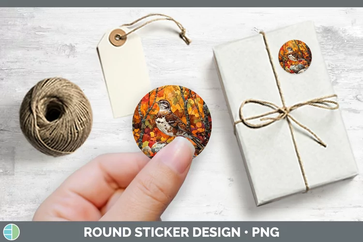 Autumn Woodland Animals Grouse Stickers | Round Labels Desig