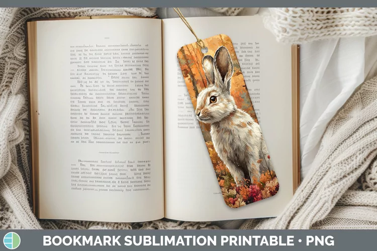 Autumn Woodland Animals Hare Bookmark Sublimation Printable