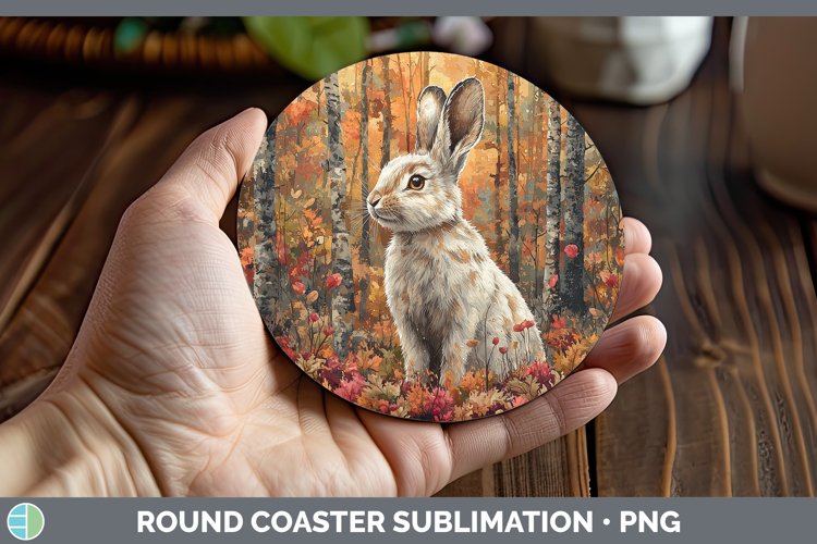 Autumn Woodland Animals Hare Round Coaster Sublimation Coast