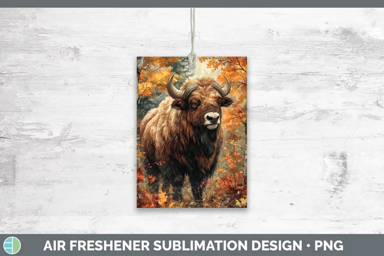 Autumn Woodland Animals Musk Ox Air Freshener Sublimation Ca