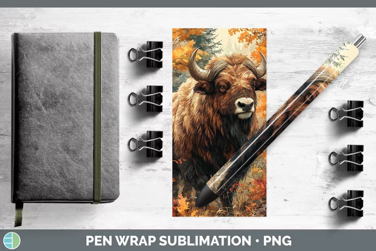 Autumn Woodland Animals Musk Ox Pen Wrap Sublimation Epoxy P