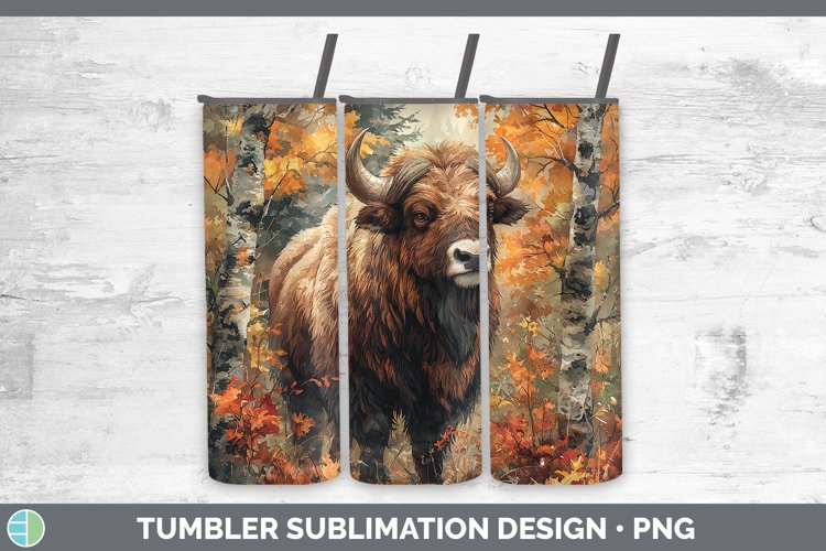 Autumn Woodland Animals Musk Ox Tumbler Sublimation 20 oz Sk