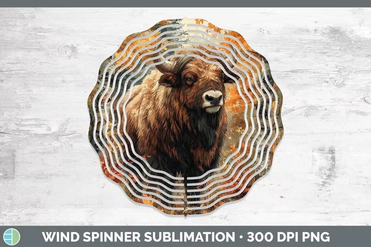 Autumn Woodland Animals Musk Ox Wind Spinner Sublimation Spi