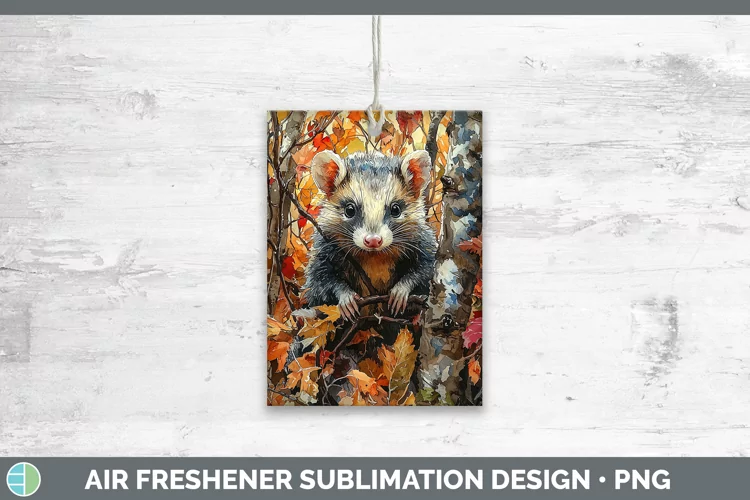 Autumn Woodland Animals Opossum Air Freshener Sublimation Ca
