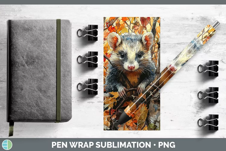 Autumn Woodland Animals Opossum Pen Wrap Sublimation Epoxy P
