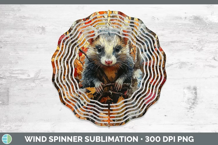 Autumn Woodland Animals Opossum Wind Spinner Sublimation Spi