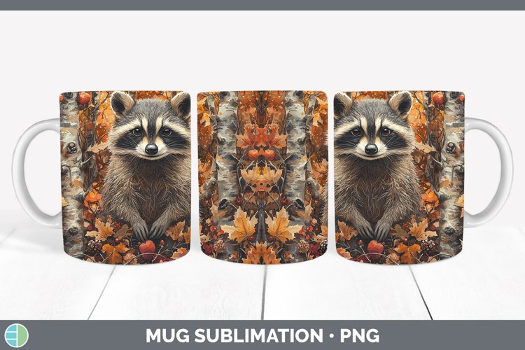 Autumn Woodland Animals Raccoon Mug Wrap Sublimation Coffee