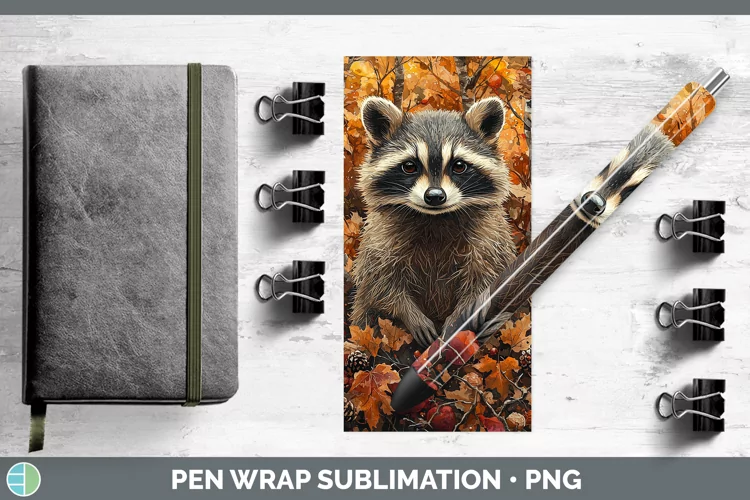 Autumn Woodland Animals Raccoon Pen Wrap Sublimation Epoxy P