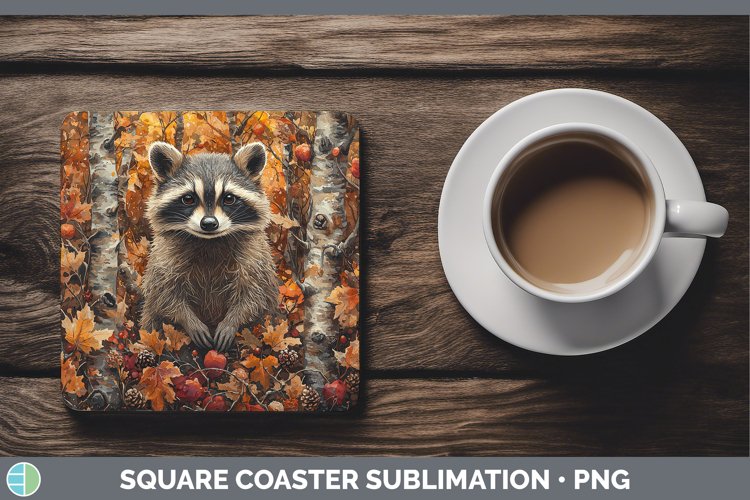 GorgeousAutumn Woodland Animals Square Coaster design.