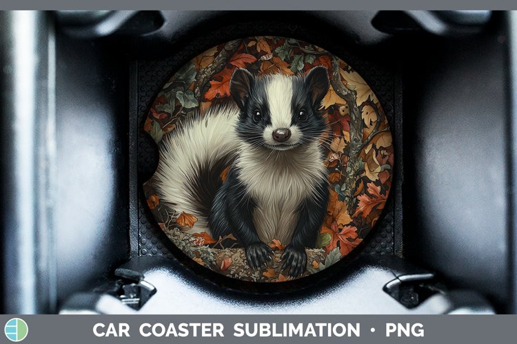 Autumn Woodland Animals Skunk Car Coaster Sublimation Coaste