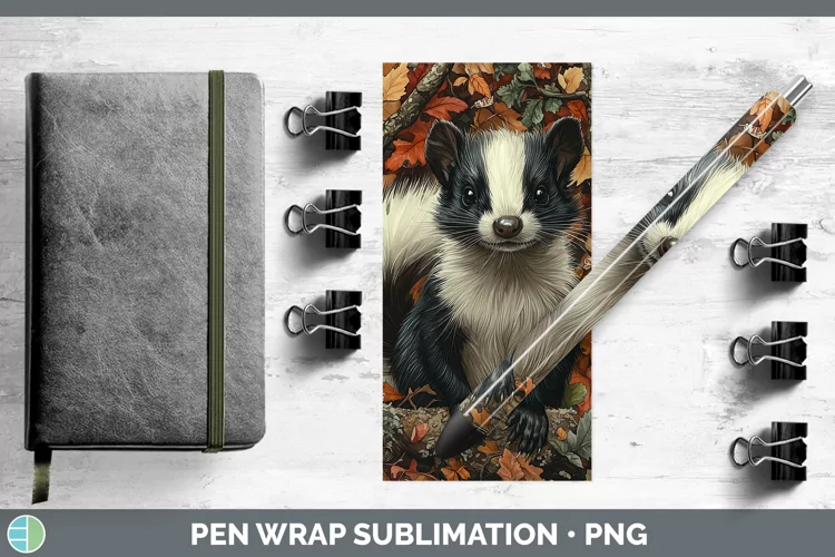 Autumn Woodland Animals Skunk Pen Wrap Sublimation Epoxy Pen