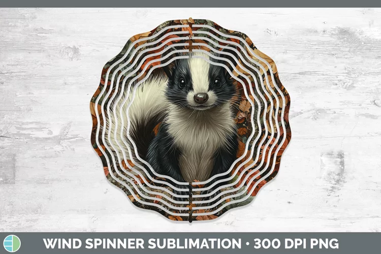 Autumn Woodland Animals Skunk Wind Spinner Sublimation Spinn