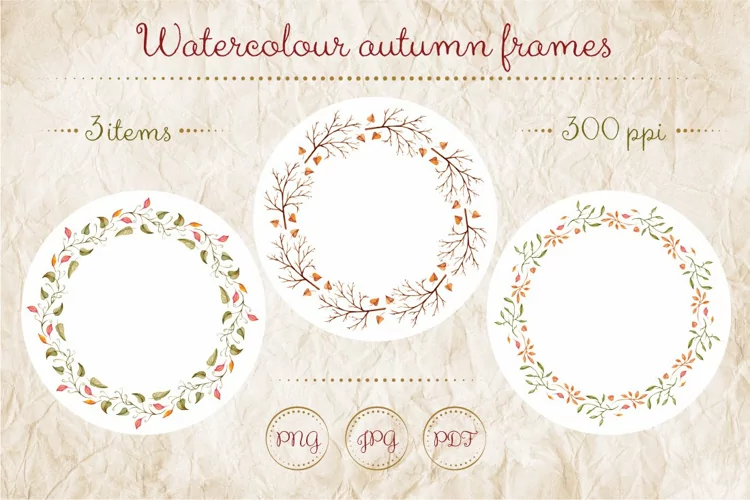 Watercolour autumn frames
