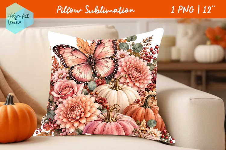 Autumn Pillow Sublimation, Fall PNG
