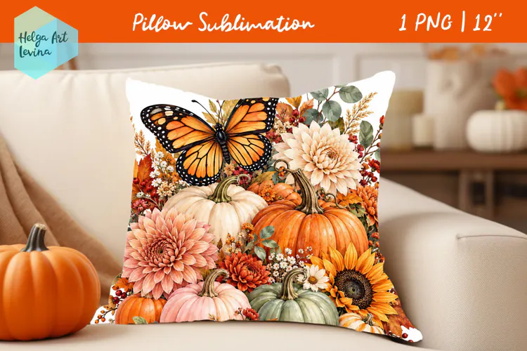 Autumn Pillow Sublimation, Fall PNG