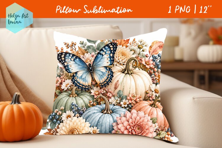 Autumn Pillow Sublimation, Fall PNG example image 1