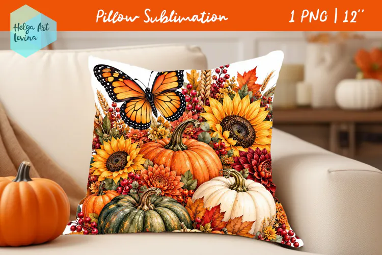 Autumn Pillow Sublimation, Fall PNG