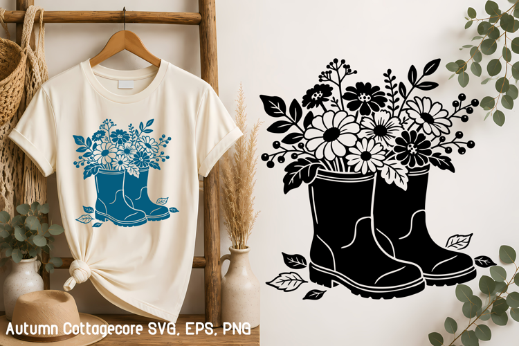 Autumn Floral Boots Cottagecore SVG