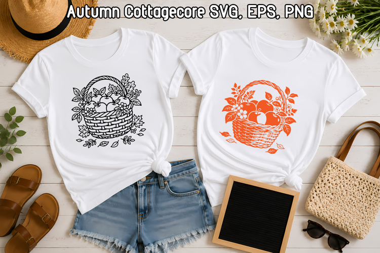 Autumn Apple Basket Cottagecore SVG