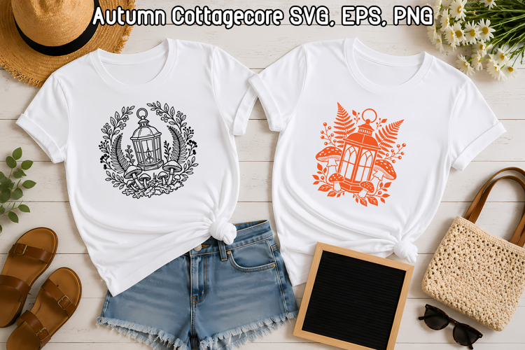 Autumn Lantern Mushrooms Cottagecore SVG
