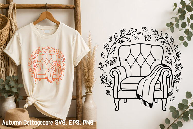 Cozy Autumn Armchair Cottagecore SVG example image 1