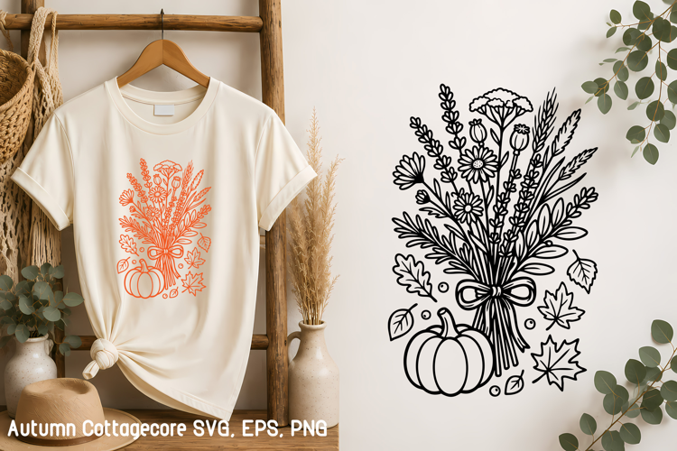 Autumn Wildflower Bouquet Pumpkin SVG