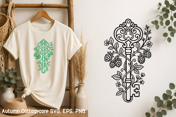 Autumn Cottagecore Key with Berries SVG