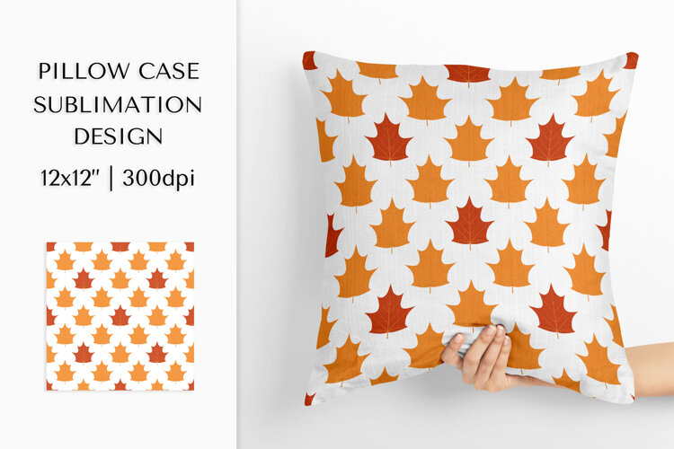 Fall leaves Pillow Case Sublimation. Autumn Design PNG 1801 example image 1