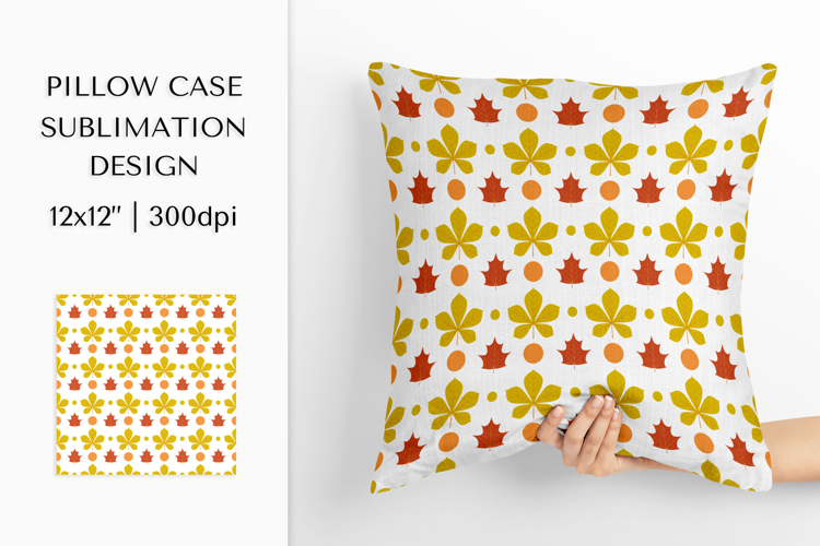 Fall leaves Pillow Case Sublimation. Autumn Design PNG 1804