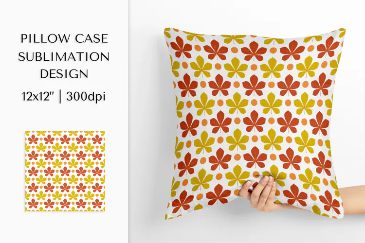 Fall leaves Pillow Case Sublimation. Autumn Design PNG 1805