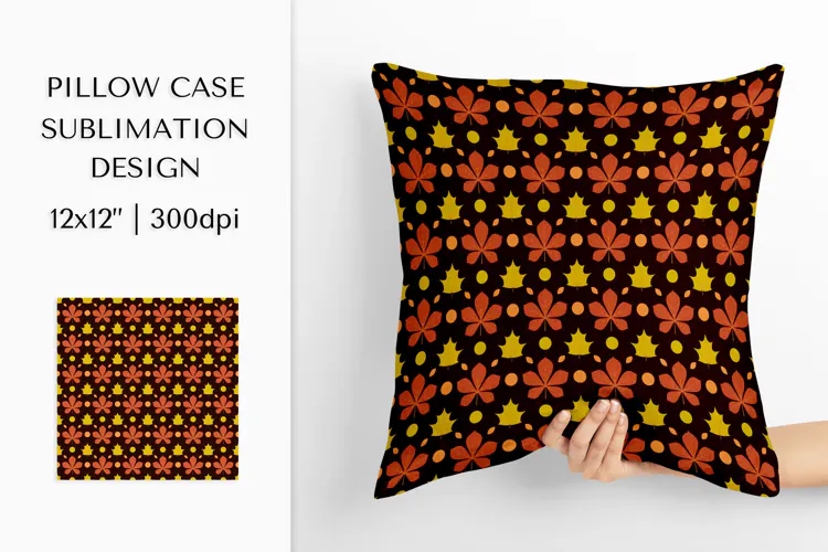 Fall leaves Pillow Case Sublimation. Autumn Design PNG 1806