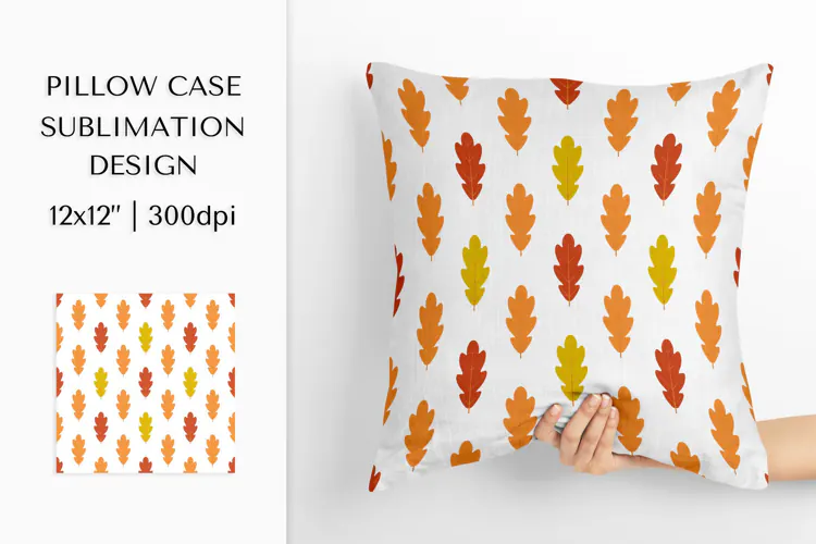 Fall leaves Pillow Case Sublimation. Autumn Design PNG 1807