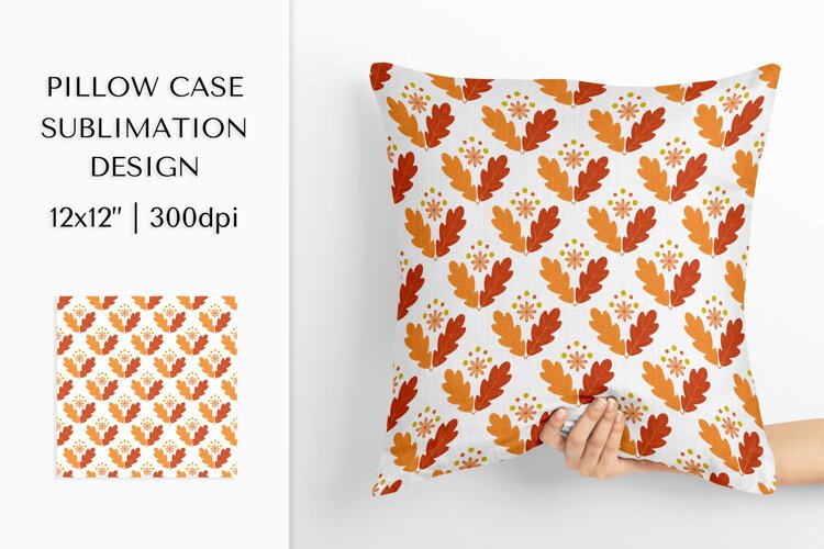 Fall leaves Pillow Case Sublimation. Autumn Design PNG 1808 example image 1