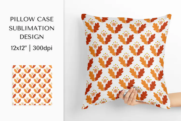 Fall leaves Pillow Case Sublimation. Autumn Design PNG 1808