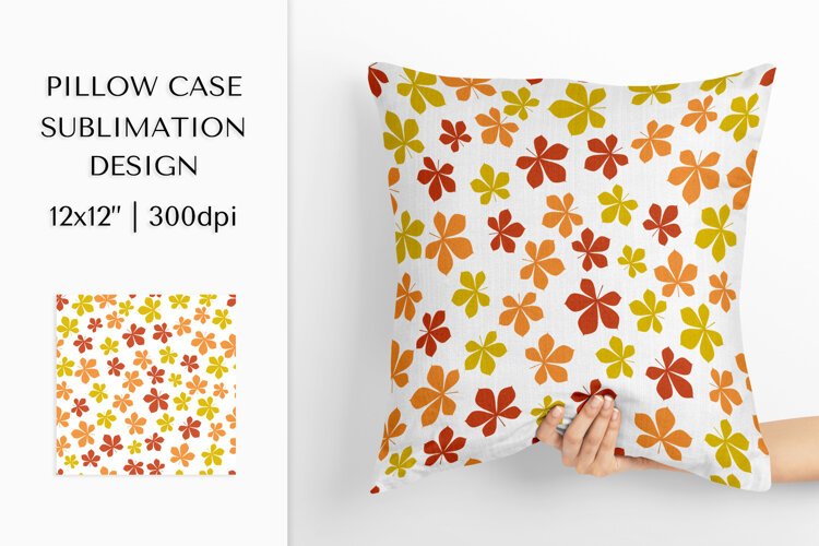 Fall leaves Pillow Case Sublimation. Autumn Design PNG 1809 example image 1