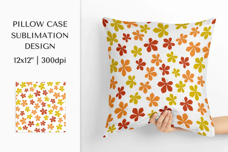 Fall leaves Pillow Case Sublimation. Autumn Design PNG 1809