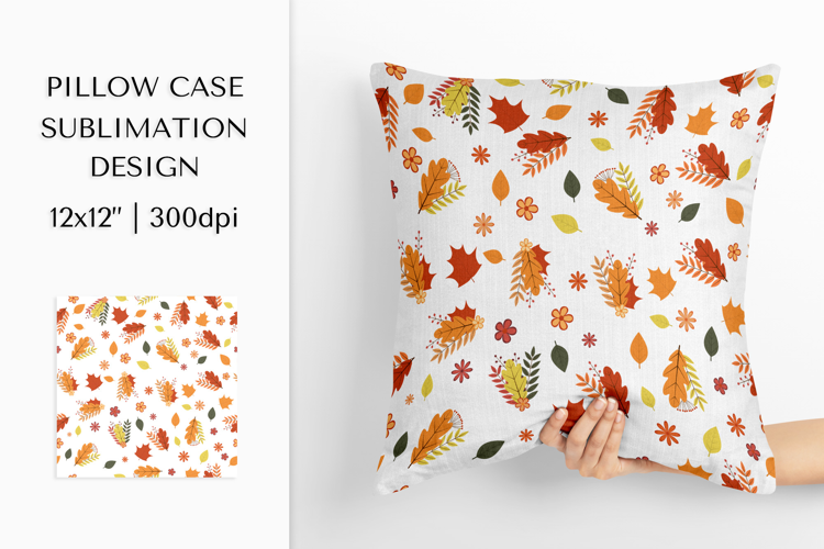 Fall Leaves Pillow Case. Autumn Sublimation Design PNG 2801