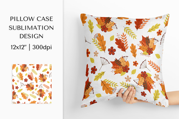 Fall Leaves Pillow Case. Autumn Sublimation Design PNG 2802