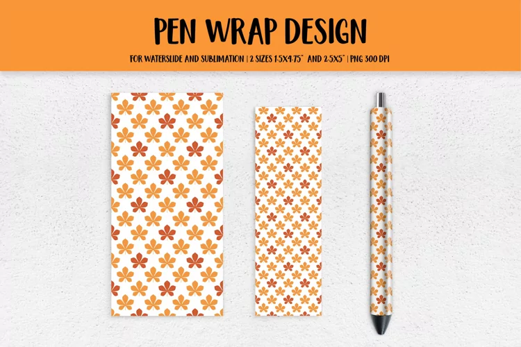 Fall Leaves Pen Wrap Sublimation or Waterslide. Autumn Pen
