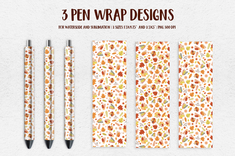 Fall Pen Wrap Sublimation or Waterslide. Autumn Pen APP2832