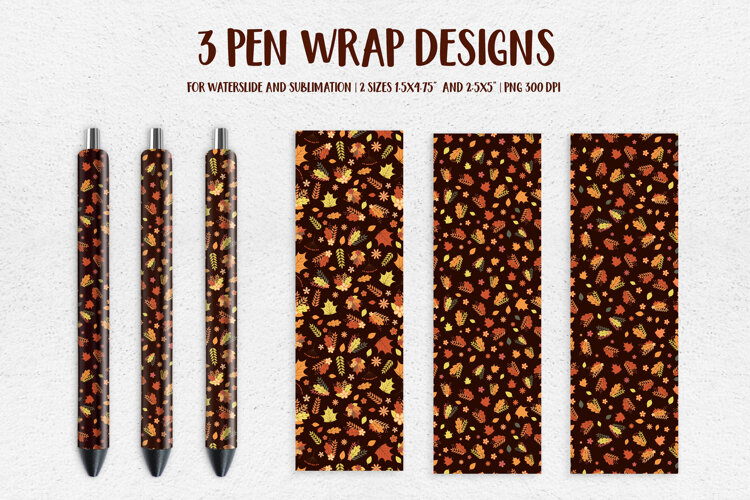 Fall Pen Wrap Sublimation or Waterslide. Autumn Pen APP2833 example image 1