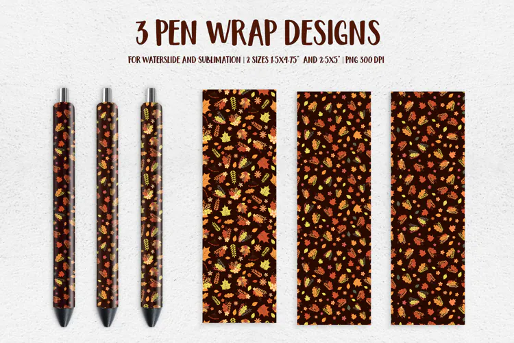 Fall Pen Wrap Sublimation or Waterslide. Autumn Pen APP2833