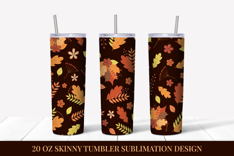 Fall Tumbler Wrap Sublimation. Autumn Leaves Tumbler AP02811