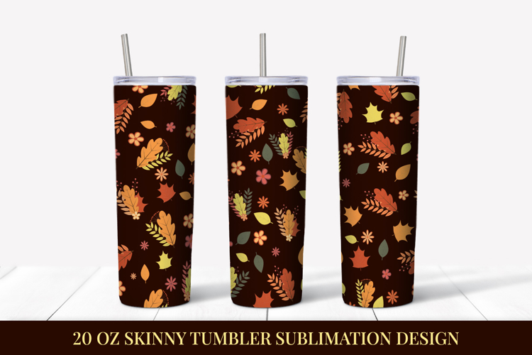 Fall Tumbler Wrap Sublimation. Autumn Leaves Tumbler AP02812