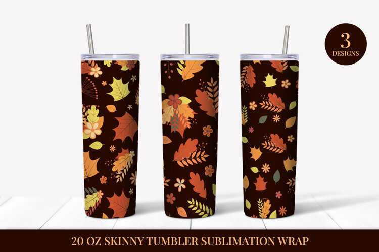 Fall Tumbler Wrap Sublimation. Autumn Leaves Tumbler AP02824 example image 1