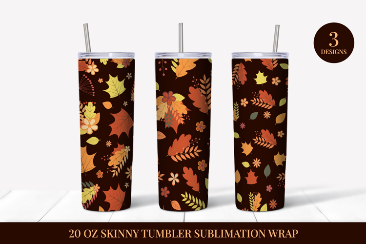 Fall Tumbler Wrap Sublimation. Autumn Leaves Tumbler AP02824